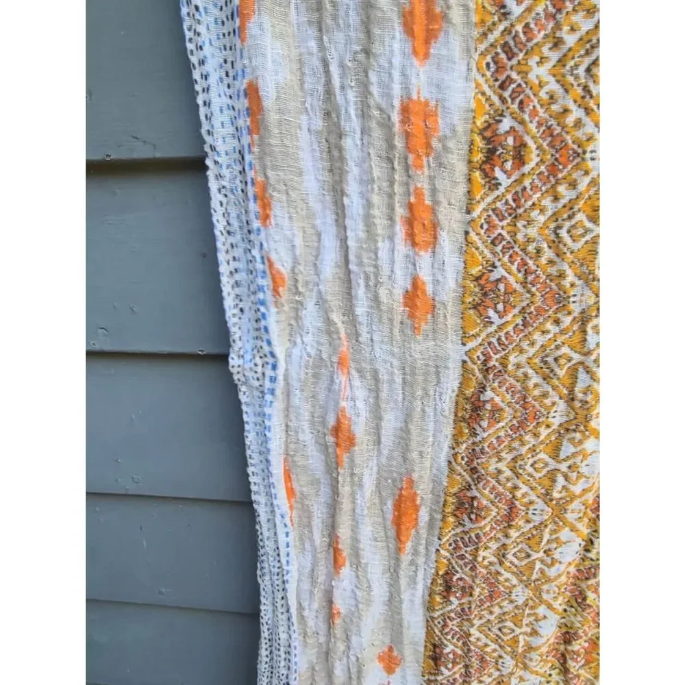Gold White Boho Scarf